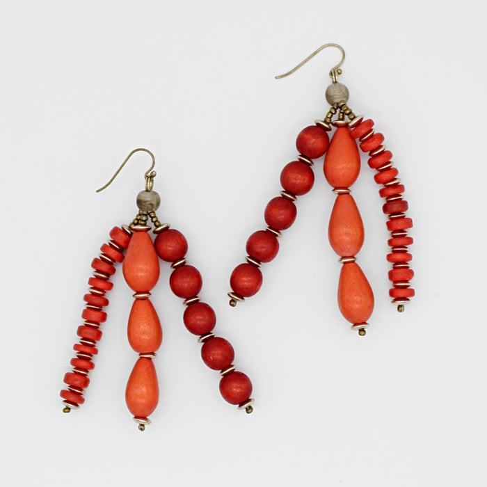Orange Multi Strand Simone Earrings - Sylca Designs - Chunky Jewelry