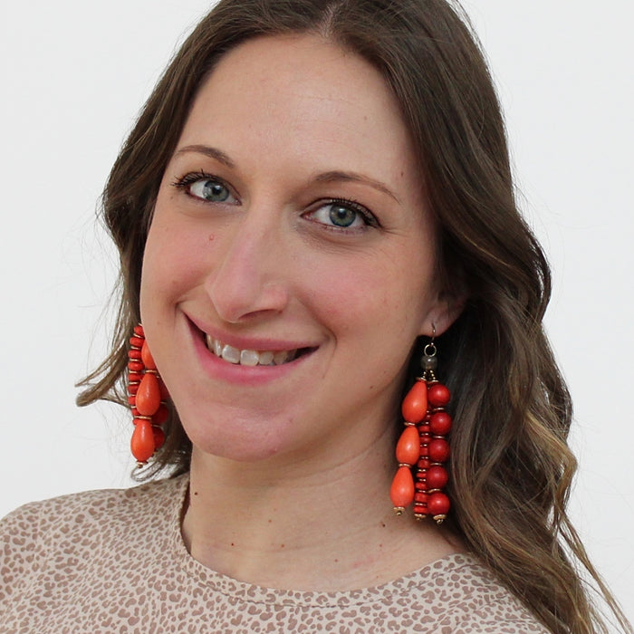 Orange Multi Strand Simone Earrings - Sylca Designs - Chunky Jewelry