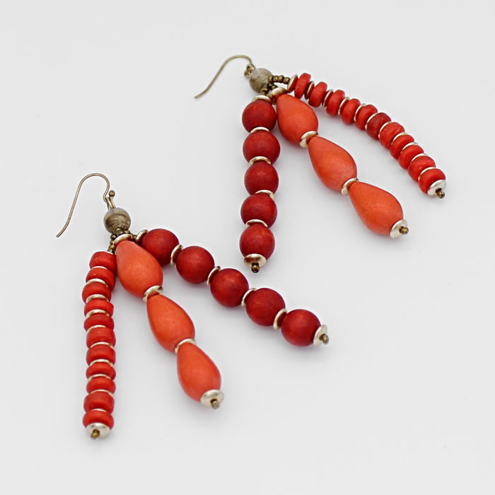 Orange Multi Strand Simone Earrings - Sylca Designs - Chunky Jewelry