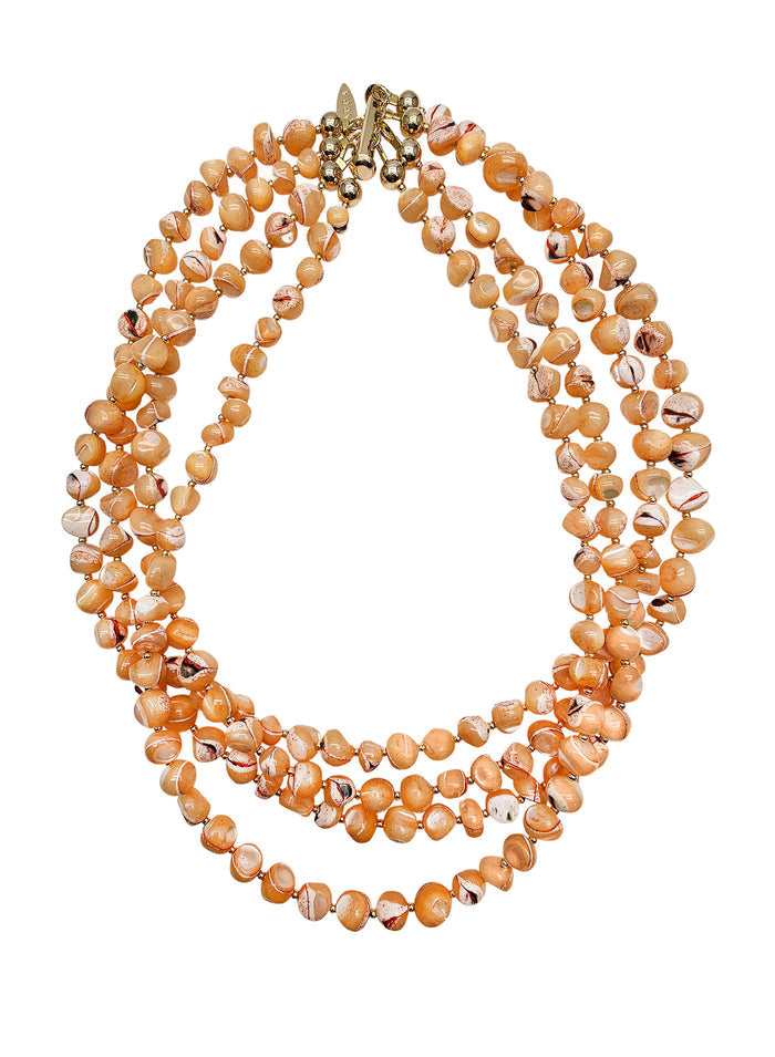Orange Natural Shell Multi-Layers Necklace PN043