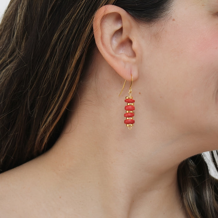 Orange Roca Drop Earrings - Sylca Designs - Chunky Jewelry