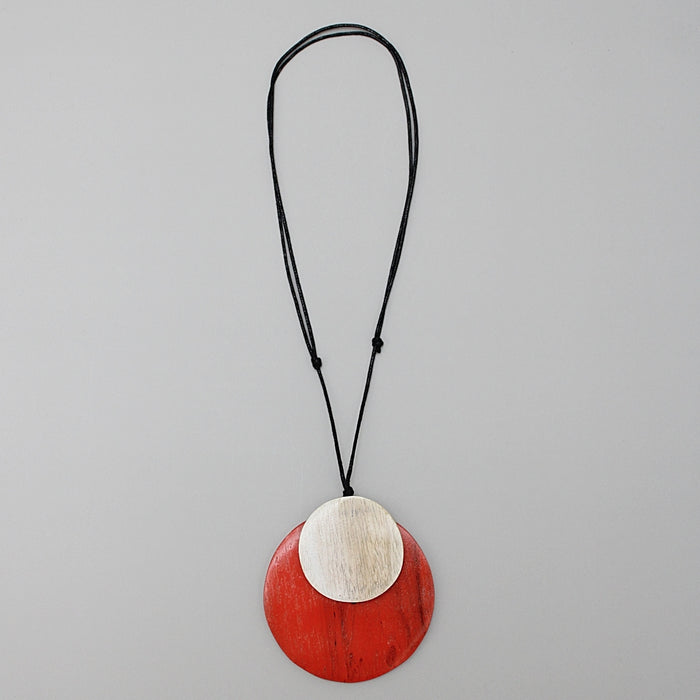 Orange Round Double Whitney Pendant - Sylca Designs - Chunky Jewelry