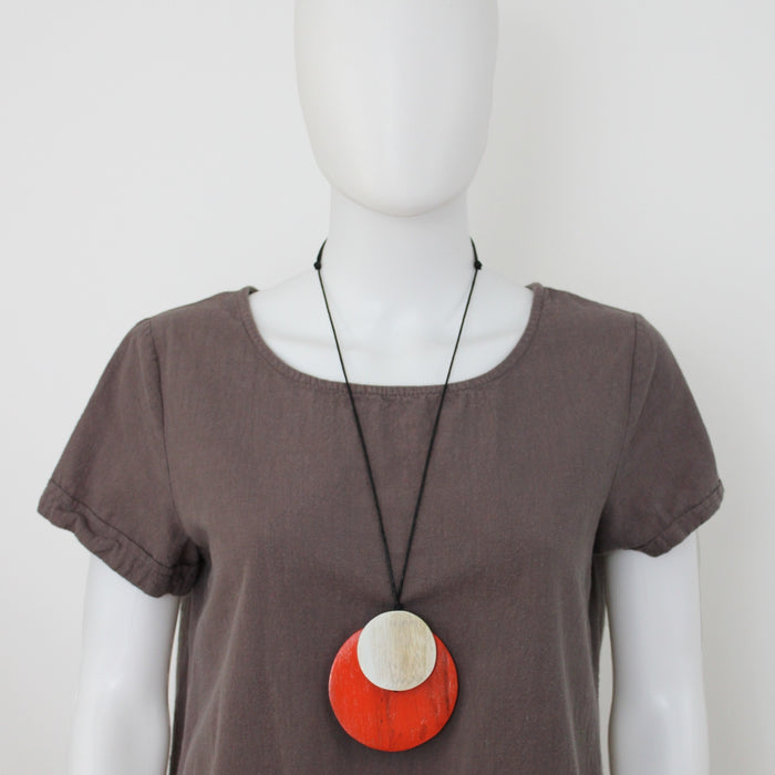Orange Round Double Whitney Pendant - Sylca Designs - Chunky Jewelry