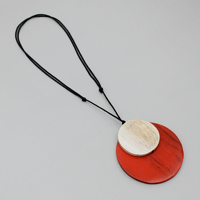 Orange Round Double Whitney Pendant - Sylca Designs - Chunky Jewelry