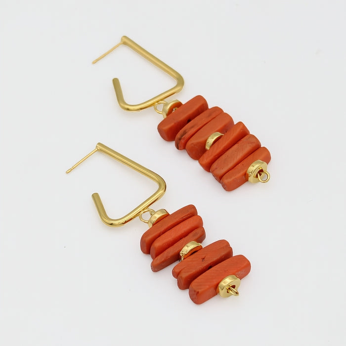 Orange Stacked Drop Earrings - Sylca Designs - Chunky Jewelry