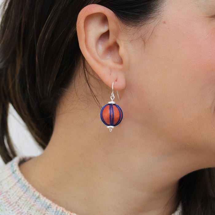 Orange Thread Wrapped Earring - Sylca Designs - Chunky Jewelry