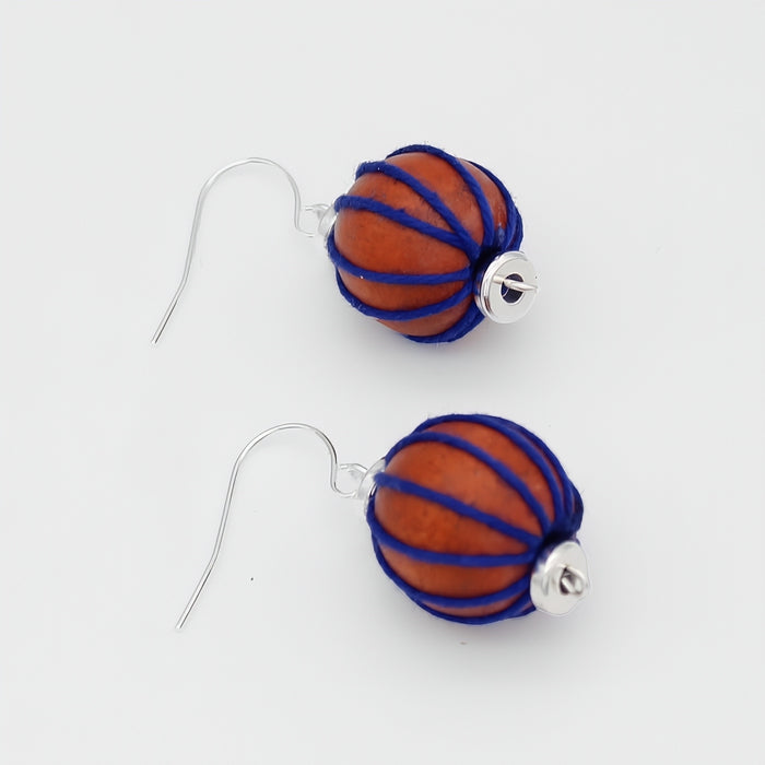 Orange Thread Wrapped Earring - Sylca Designs - Chunky Jewelry