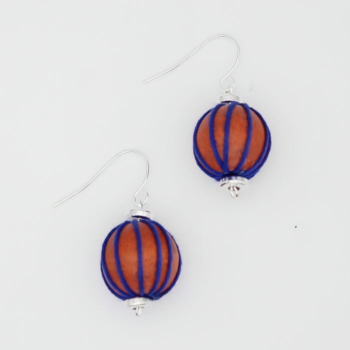 Orange Thread Wrapped Earring - Sylca Designs - Chunky Jewelry