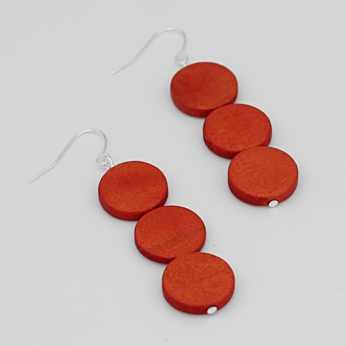 Orange Triple Bead Kira Earring - Sylca Designs - Chunky Jewelry
