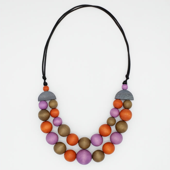 Orange Zuri Round Bead Necklace - Sylca Designs - Chunky Jewelry