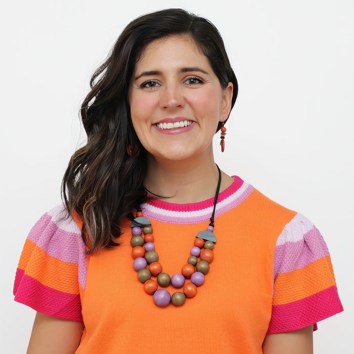 Orange Zuri Round Bead Necklace - Sylca Designs - Chunky Jewelry