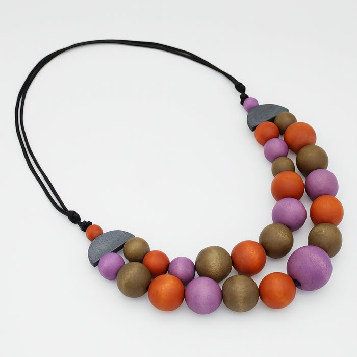 Orange Zuri Round Bead Necklace - Sylca Designs - Chunky Jewelry