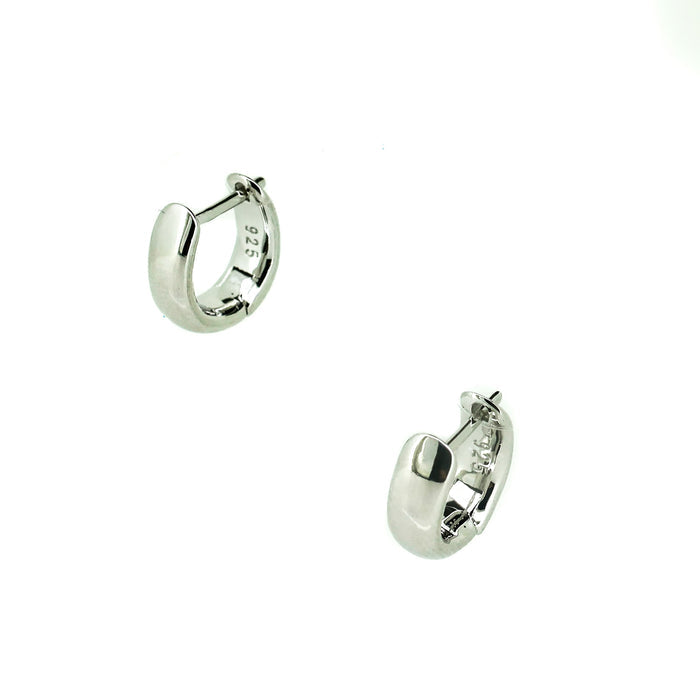 Sterling silver oval huggie hoop earrings 8mm polished small silver hoops designed in Broome Australia
