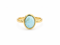Oval Larimar Ring in gold vermeil featuring a genuine oval blue Larimar gemstone