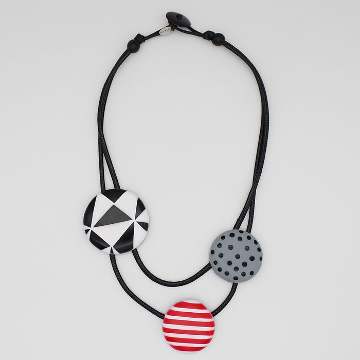 Painted Artistry Black and Red Lexie Necklace - Sylca Designs - Chunky Jewelry