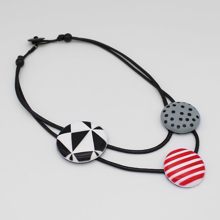 Painted Artistry Black and Red Lexie Necklace - Sylca Designs - Chunky Jewelry
