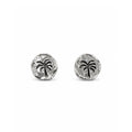 dainty silver studs with palm tree design with oxide detail