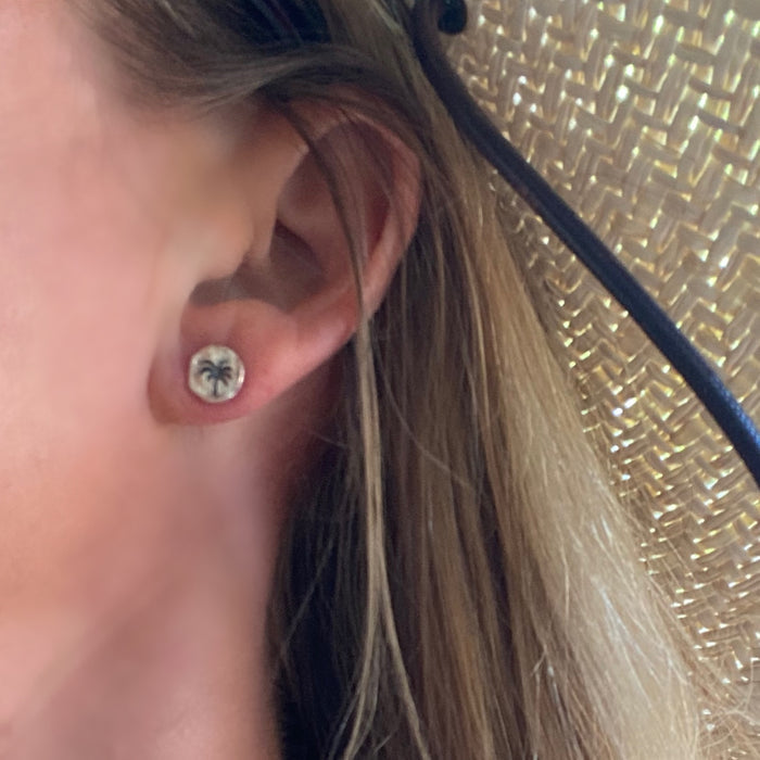 silver palm tree stud earrings
