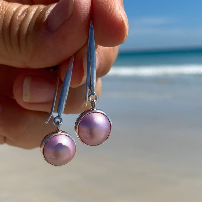 Pink mabe pearl earrings
