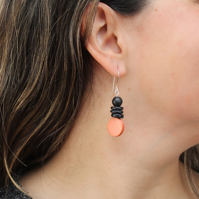 Peach and Black Dusk Earrings