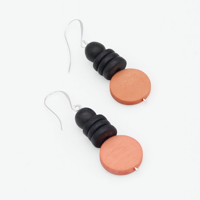 Peach and Black Dusk Earrings