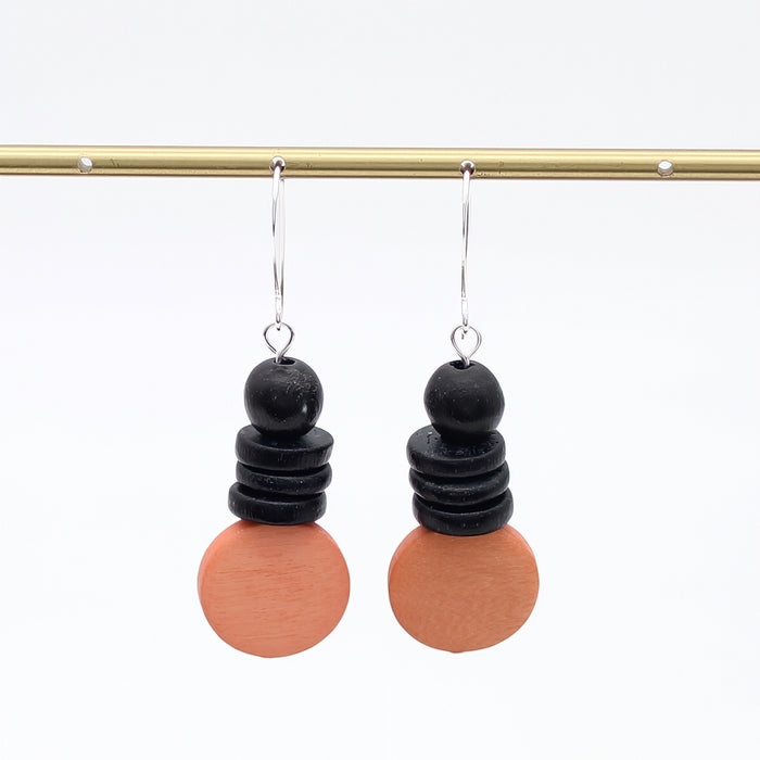 Peach and Black Dusk Earrings