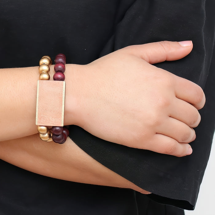 Peach Bar and Bead Bracelet - Sylca Designs - Chunky Jewelry