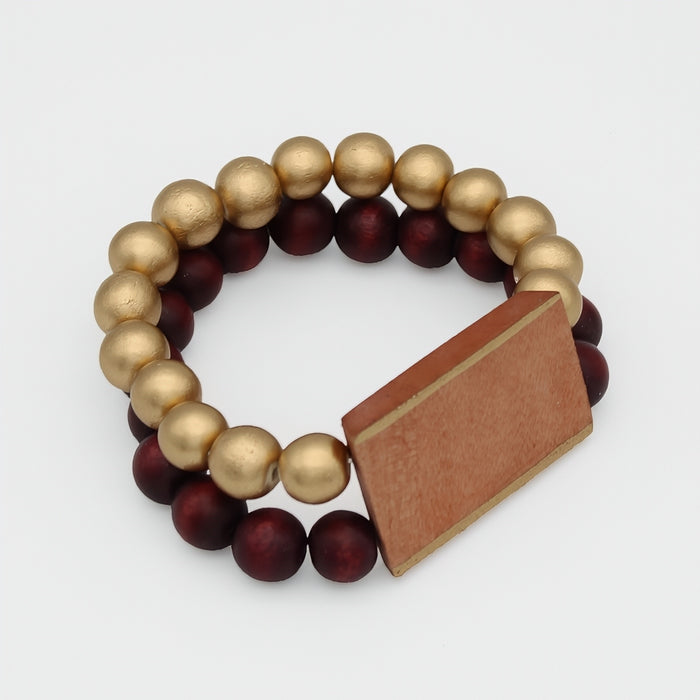 Peach Bar and Bead Bracelet - Sylca Designs - Chunky Jewelry