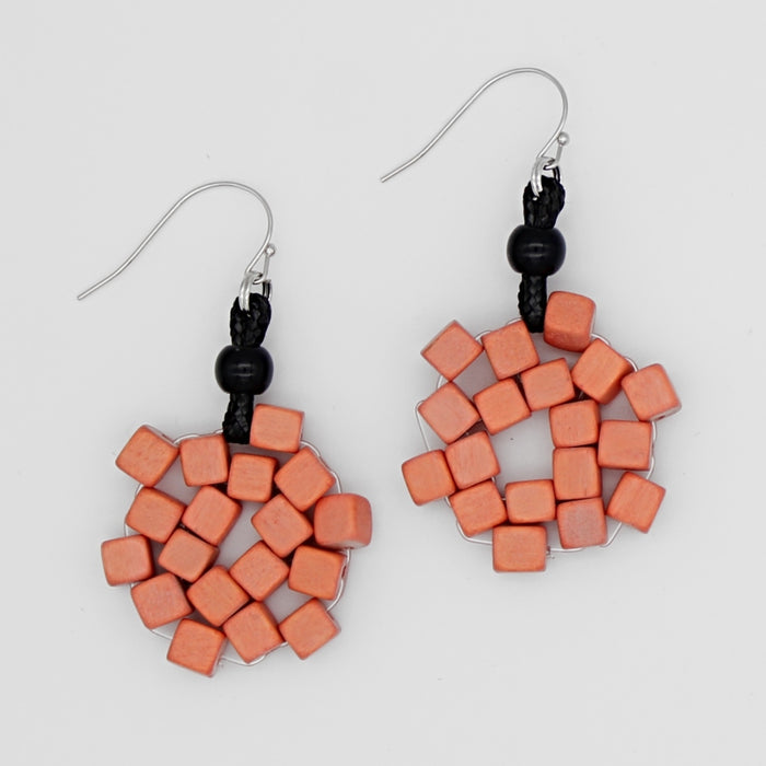 Peach Elyse Beaded Earrings - Sylca Designs - Chunky Jewelry