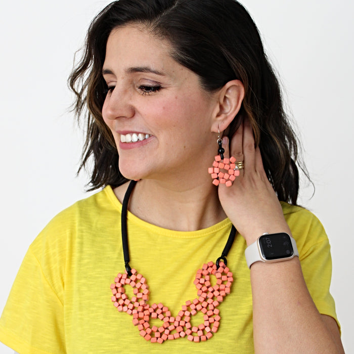 Peach Elyse Beaded Earrings - Sylca Designs - Chunky Jewelry