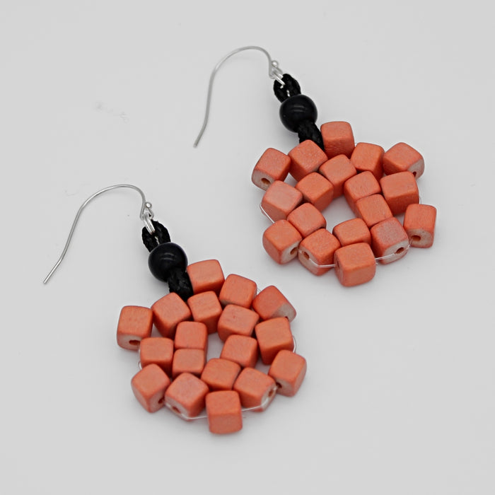Peach Elyse Beaded Earrings - Sylca Designs - Chunky Jewelry