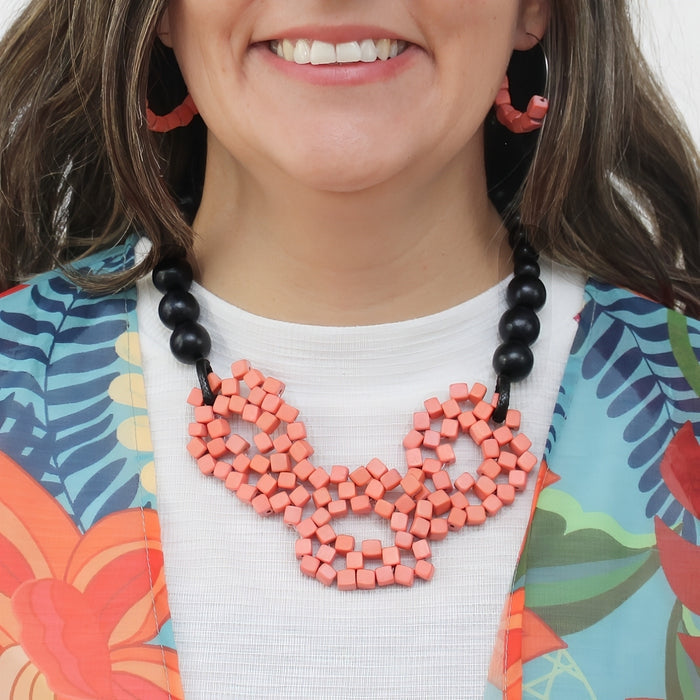 Peach Mosaic Statement Necklace