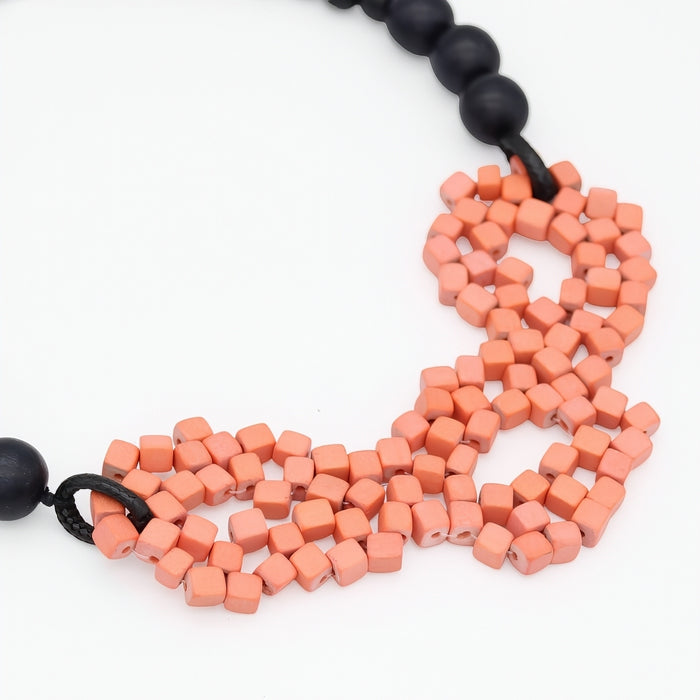 Peach Mosaic Statement Necklace