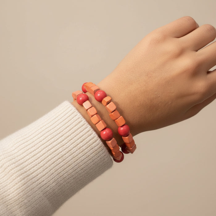 Peach Simply Square Stretch Bracelet
