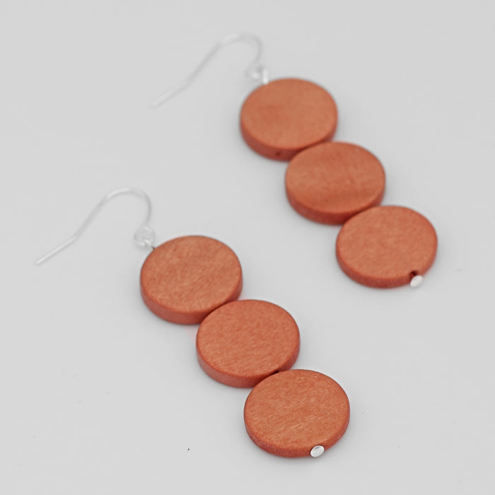 Peach Triple Bead Kira Earring - Sylca Designs - Chunky Jewelry
