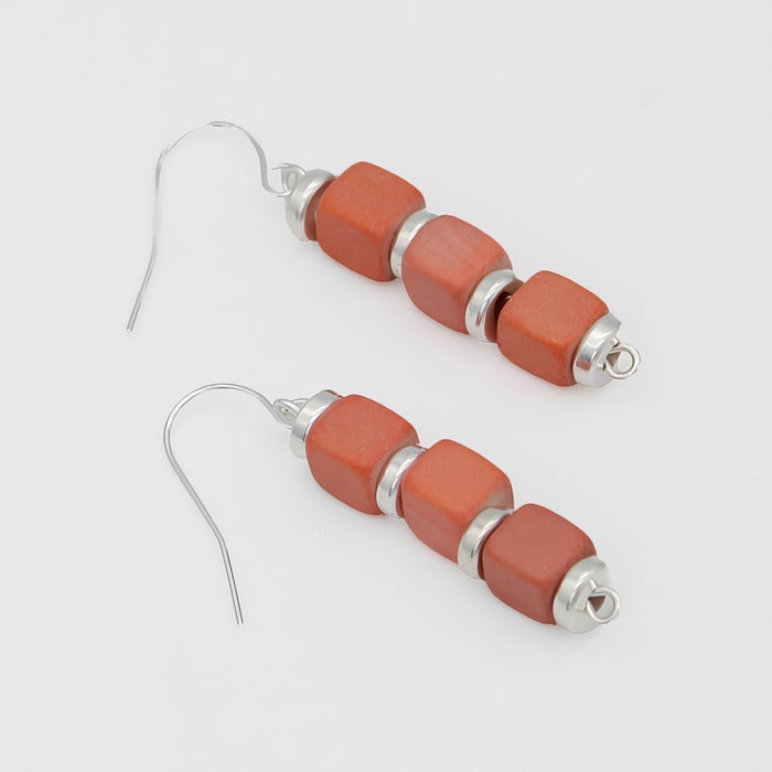 Peach Zuba Cube Earring - Sylca Designs - Chunky Jewelry