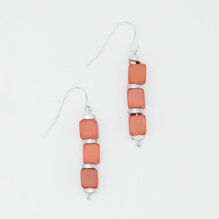 Peach Zuba Cube Earring - Sylca Designs - Chunky Jewelry
