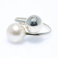 adjustable freshwater pearl ring in silver