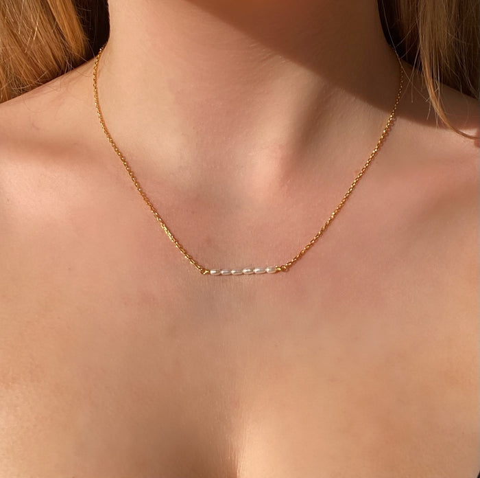 “Pearl Coast freshwater pearl gold vermeil necklace designed in Broome Western Australia”
