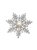 Pearl Setting Snowflake Shaped Brooch QP005