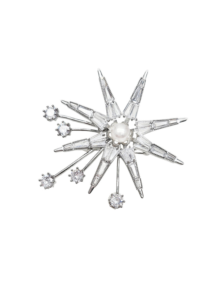 Pearl Setting Star Shaped Brooch QP004
