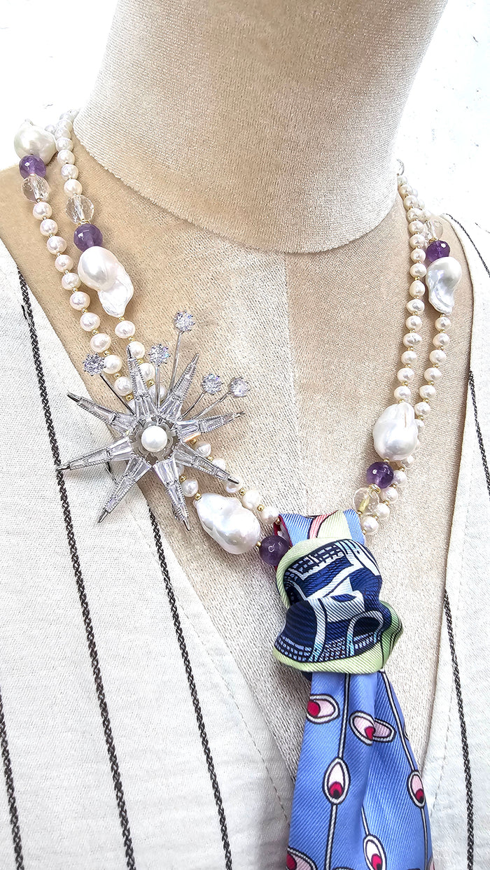 Pearl Setting Star Shaped Brooch QP004