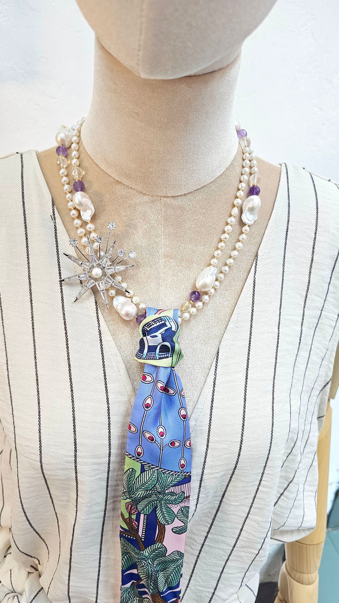 Pearl Setting Star Shaped Brooch QP004