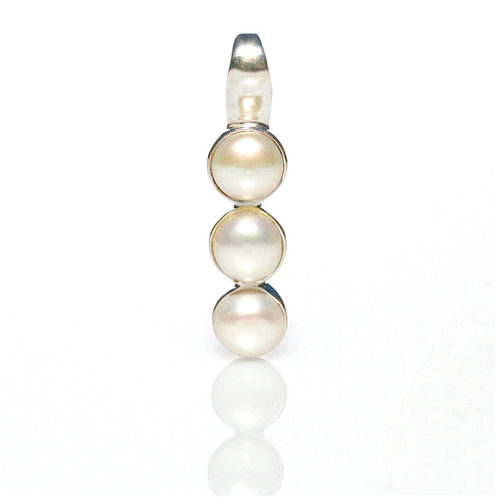 Pearl Stack Pendant in 925 sterling silver featuring genuine freshwater pearls in a layered arrangement