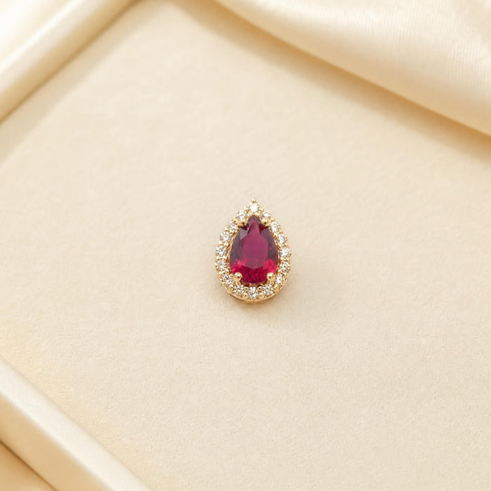 Pendant with Cubic Zirconia Teardrop in 18K Gold