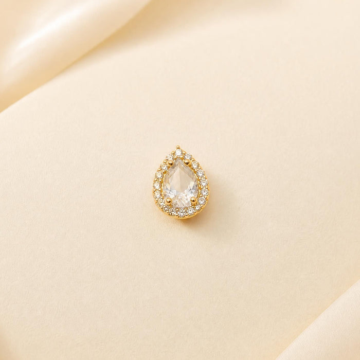 Pendant with Cubic Zirconia Teardrop in 18K Gold