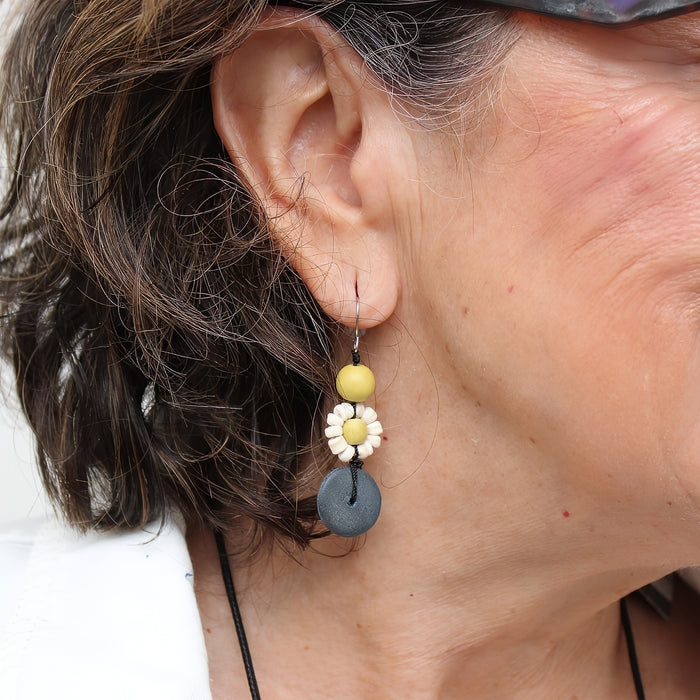 Petite Daisy Chartreuse Earrings - Sylca Designs - Chunky Jewelry