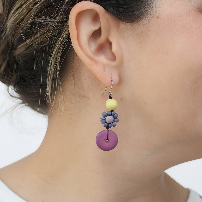 Petite Daisy Purple Earrings