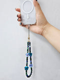 Phoenix Lapis Gemstone With Flowers Phone Semi-precious Stone Strap PC061
