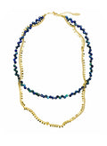 Phoenix Lapis with Chain Double Layers Necklace LN037 - FARRA